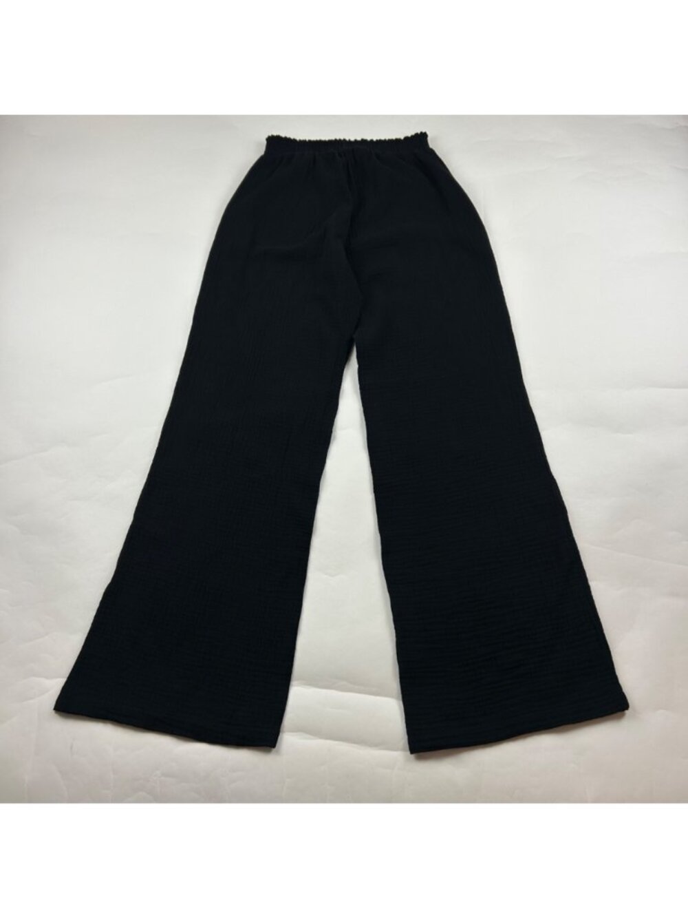 Drew Black Cotton Gauze Smocked Waist Wide Leg Lounge Pant XS - Picture 6 of 7
